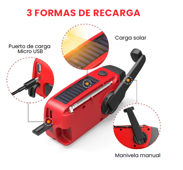 Radio de emergencia 4 en 1